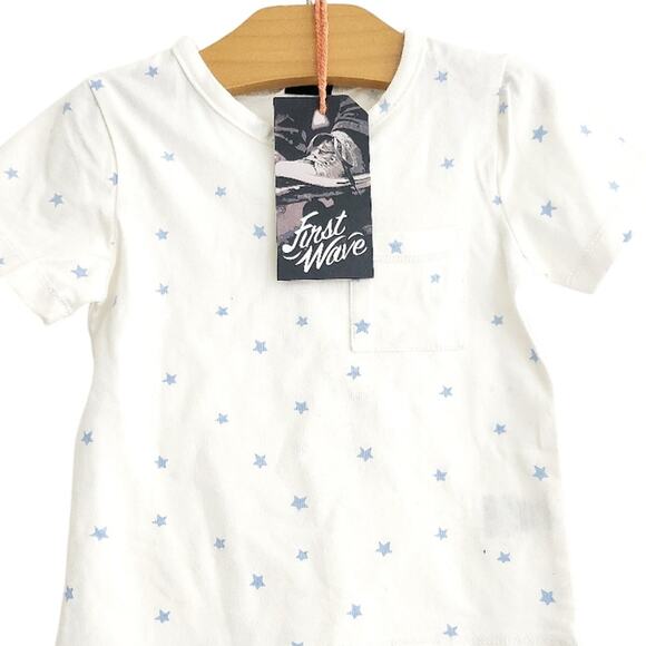 12M New First Wave White and Blue Star Kids T-Shirt - Picture 1 of 3